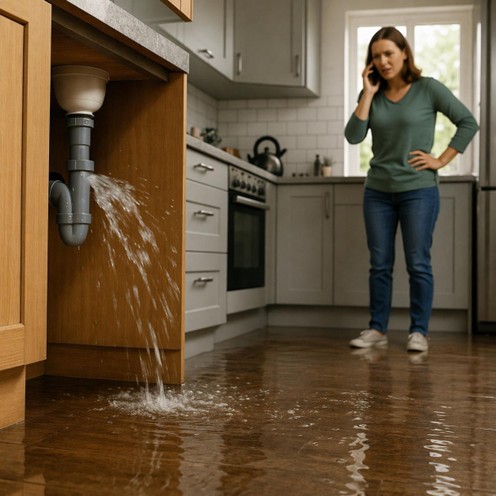 Under-sink leak repair in a Melbourne kitchen